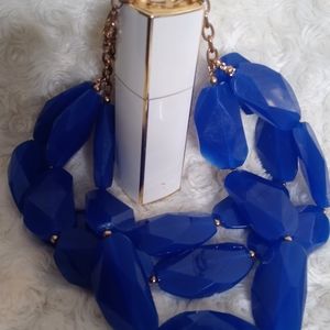 Large blue bright beaded necklace